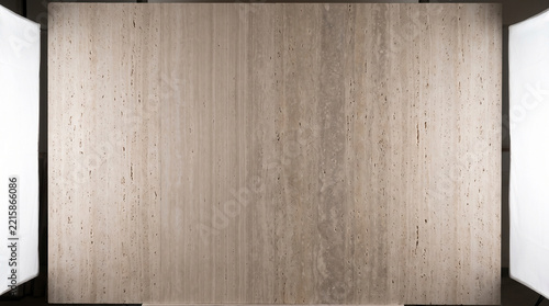 Light beige travertine stone slab with vertical veining