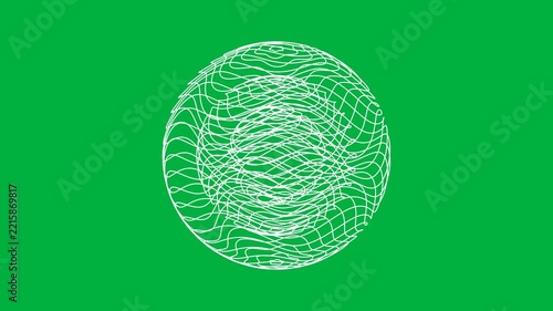 Rotating Tangled Scribble Sphere on Green Screen