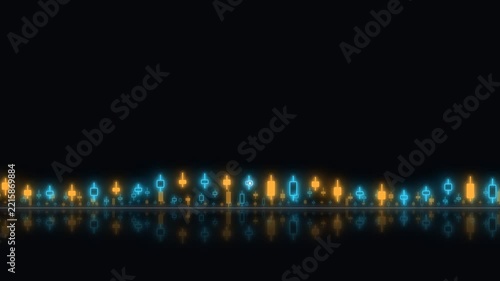 Glowing Candlestick Chart City Skyline Reflection