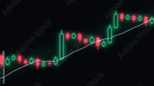 Rising Financial Trend Line on Dark Trading Chart