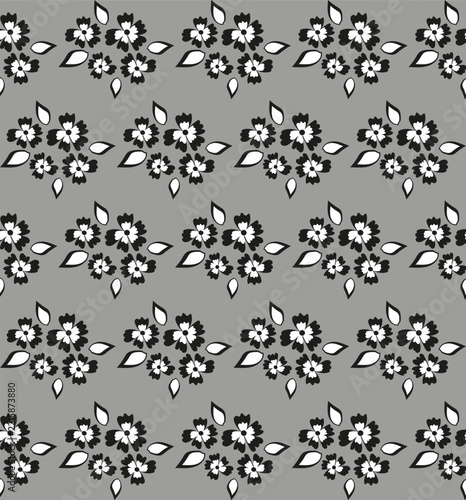 Seamless Vintage Floral Ornament Pattern with Repeating Hand Drawn Flowers and Foliage, Decorative Botanical Background for Textile, Wallpaper and Stationery