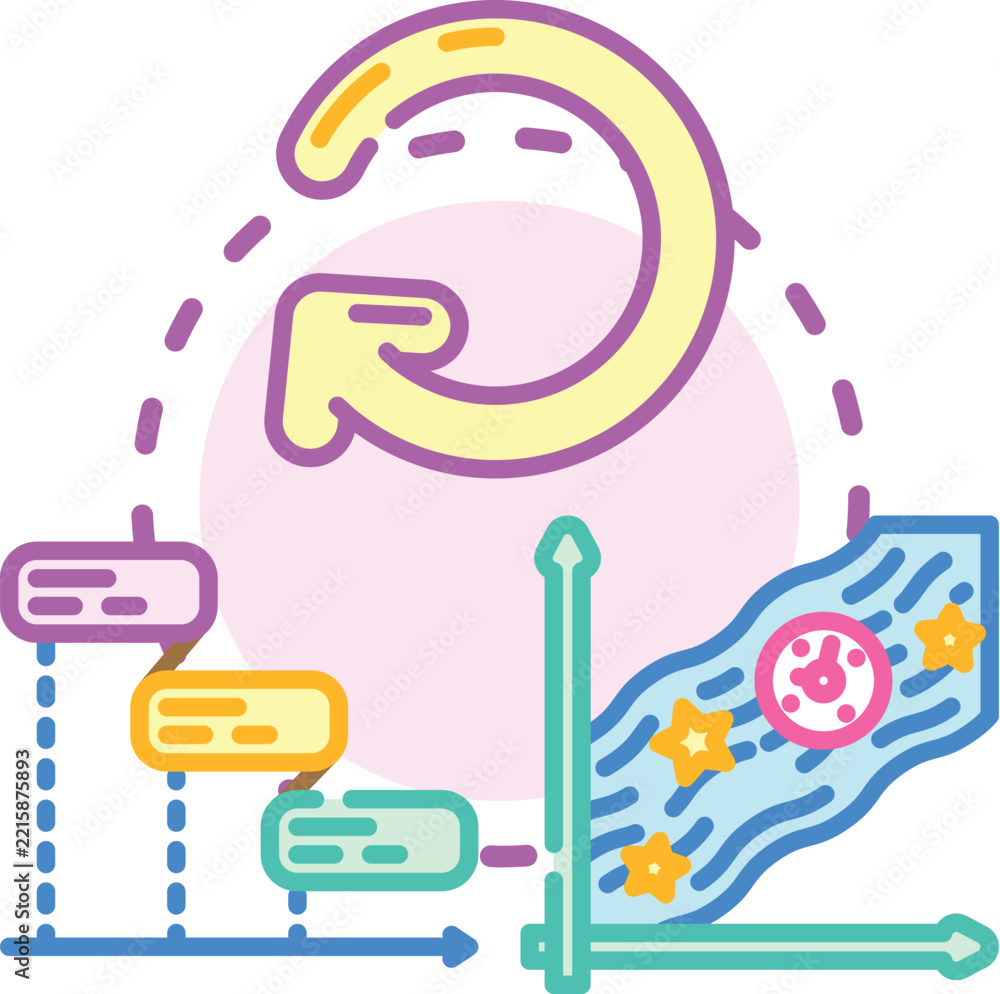 Fototapeta premium Workflow planning with a business calendar, tools, and a briefcase displaying upward arrows, representing a structured approach to continuous progress and process management