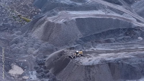 Aerial View of Gravel Mining at New York Quarry near Syracuse with machinery