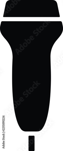 Minimalist vector icon representing a medical ultrasound probe for diagnostic imaging procedures