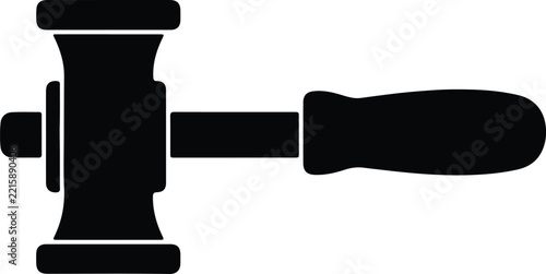 Simple flat vector icon representing a classic wooden gavel for legal justice concepts