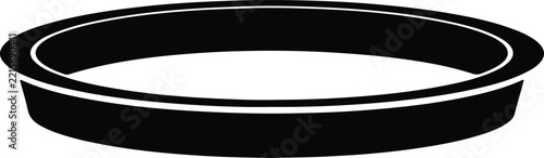 Simple minimalist round black tray icon isolated on a plain surface