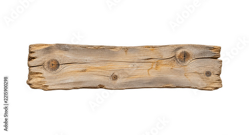 Old Weathered Pine Wooden Plank Isolated on Transparent Background
