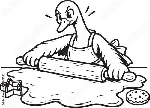 Goose rolling dough for Christmas cookies