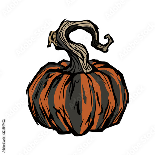 Dark Gothic Halloween Pumpkin Vector Sticker Twisted Vine Stem Jack O Lantern