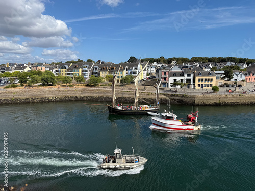 Boats navigating the port of Concarneau in Brittany, France