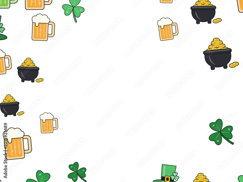 Fototapeta premium Lucky Irish Icons Corner Frame Design