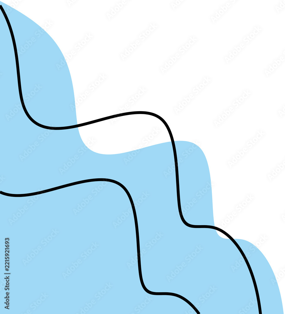 Obraz premium Abstract Blue Organic Wave Background with Black Curved Lines