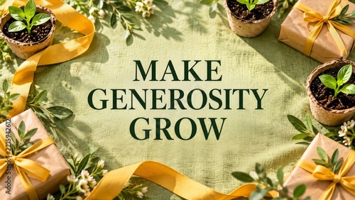 Make Generosity Grow Lettering with Seedlings and Mustard Ribbon Gifts