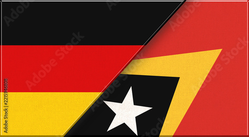 Double flag of Germany and East Timor on fabric texture - 3D illustration