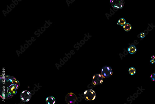 Soap bubbles isolated on a black background