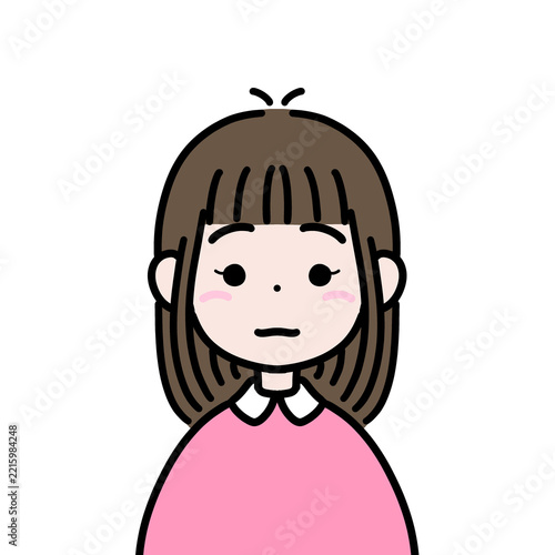 Bust-up icon of a woman with long hair, neutral expression, color
