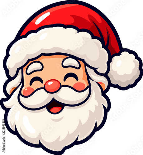 Cute Santa Claus Face Doodle Vector Icon