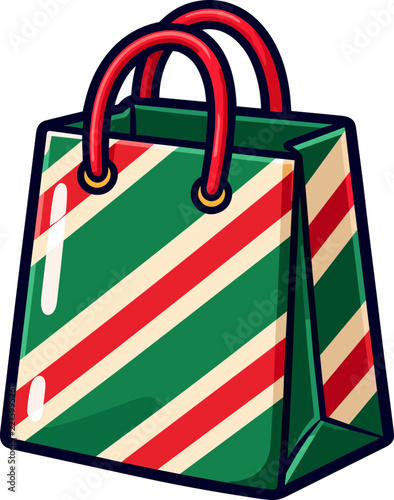 Christmas Gift Shopping Bag Doodle Vector Icon