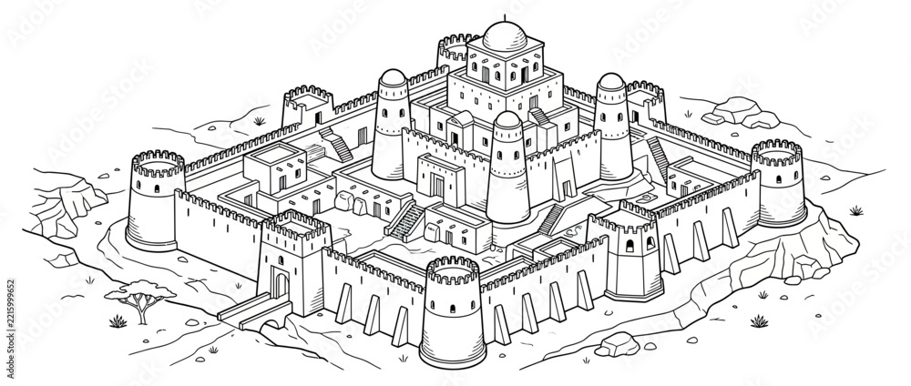 Obraz premium Isometric Medieval Fortress Illustration