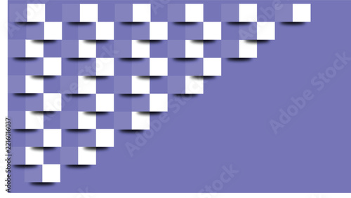 Minimalist Purple Abstract Background with Diagonal Pattern of White Squares and Drop Shadows