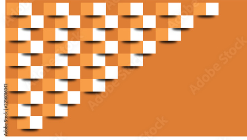 Orange and white checkered pattern with a subtle shadow effect, creating a modern and abstract geometric design