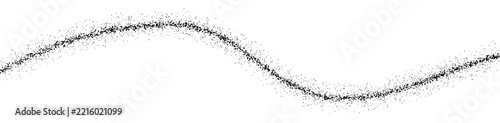 Abstract wavy line made of small black dots isolated on transparent background