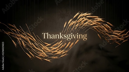 Thanksgiving Light Trails Glow Over Dark Background.