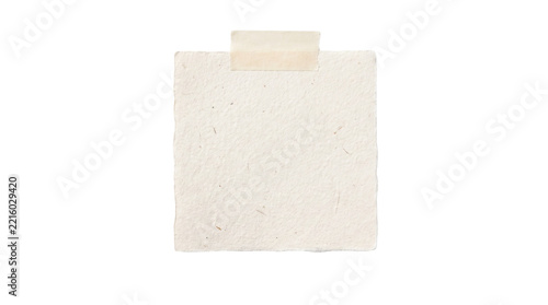 Blank textured square handmade paper with tape isolated on transparent background png