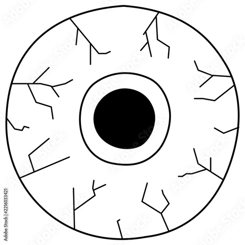 Hand-Drawn Bloodshot Eyeball Line Art Illustration for Halloween Spooky Craft Designs