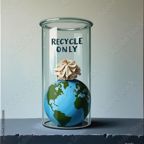 Earth Inside Recycle Only Glass Container Conceptual Art
