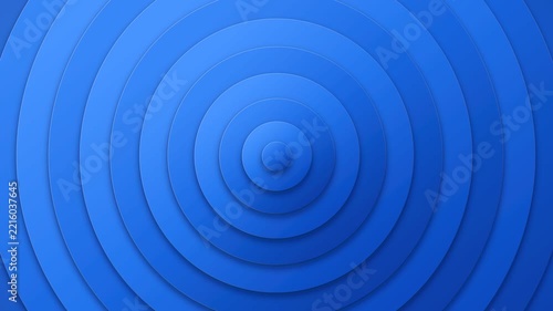 Blue concentric stepped rings expanding rhythmically in minimalist digital space for technology branding