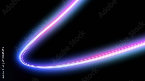Ultraviolet neon light arc pulsing rhythmically in deep black void with futuristic vibrant glow for high-tech product branding