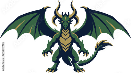 Green Dragon Mascot Vector Illustration