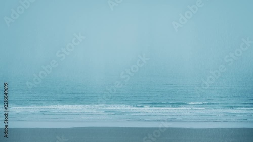 Sea Shore Wide View In Heavy Rainfall
