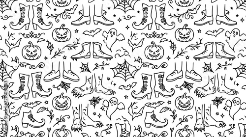 Halloween Doodles: Boots, Ghosts, Bats, Pumpkins, Spiders