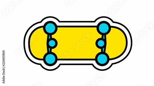 Yellow Miniature Fingerboard Skateboard Vector Icon Illustration