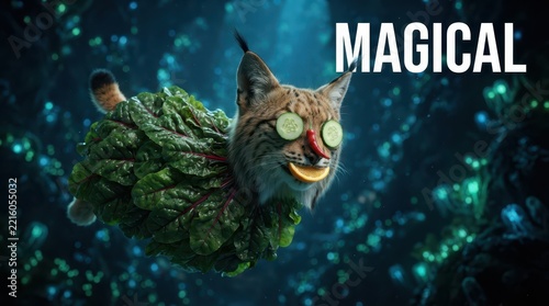 Hyper fantastical creative food art hybrid character portrait with mystical aquatic elements.