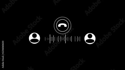 phone call audio waveform animation with communication signal and ringing phone icon.
