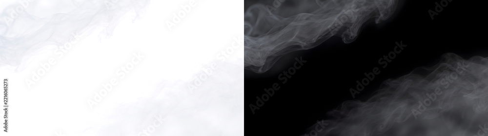 Naklejka premium Smoke wisps curling diagonally through the top left and bottom right corners for moody scene designs in PNG, Transparent and Black Background Versions