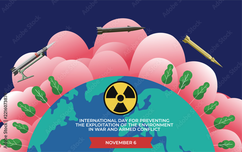 Fototapeta premium International Day for Preventing the Exploitation of the Environment in War and Armed Conflict Poster illustration