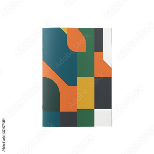 Modern abstract geometric cover design with colorful shapes on transparent background