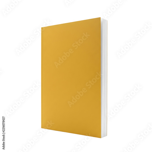 Yellow hardcover book mockup on transparent background