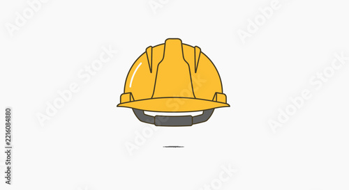Bright Yellow Hard Hat Safety Equipment Icon. Construction Site Worker Protection Symbol for Industrial Engineering.
