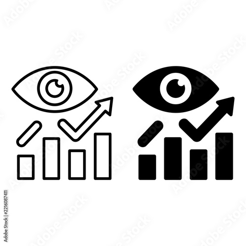Eye analytics business vision rising chart checkmark vector icon