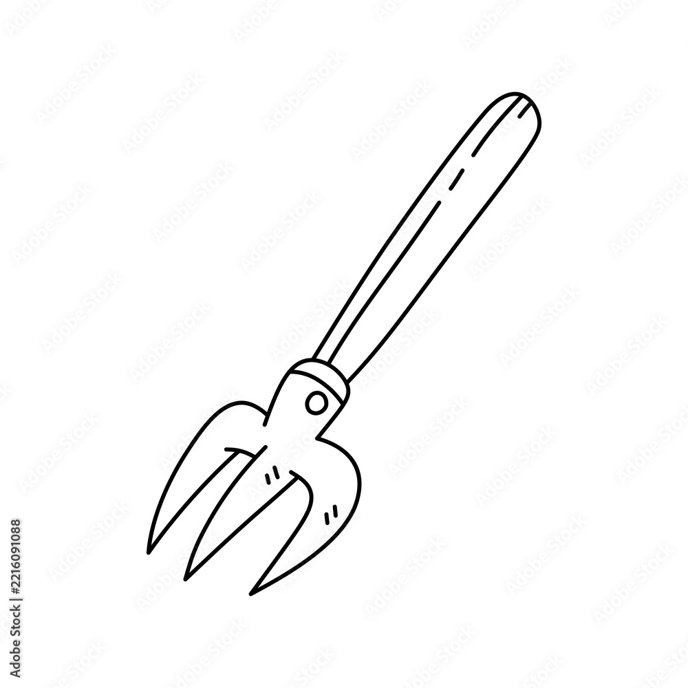 Obraz premium Pitchfork outline vector illustration 