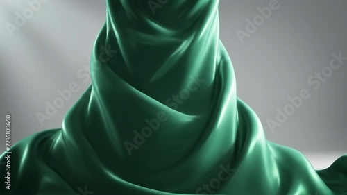 Elegant Green Silk Fabric Flowing Smoothly - Abstract Motion Graphics