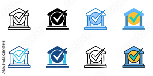 Compliance icons set multiple style collection. Editable stroke 
