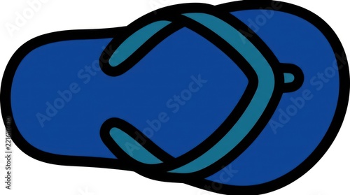 Vibrant Blue Flip Flop Sandal Isolated on White Background, Summer Beach Footwear
