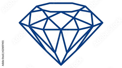 Abstract Blue Diamond Outline Illustration - Luxury Gemstone Icon
