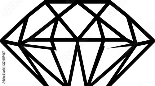 Abstract Geometric Diamond Outline Icon Vector Graphic, Minimalist Faceted Gemstone Shape Symbol